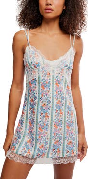 Free People Wish You Were Here Lace Trim Mini Slipdress
