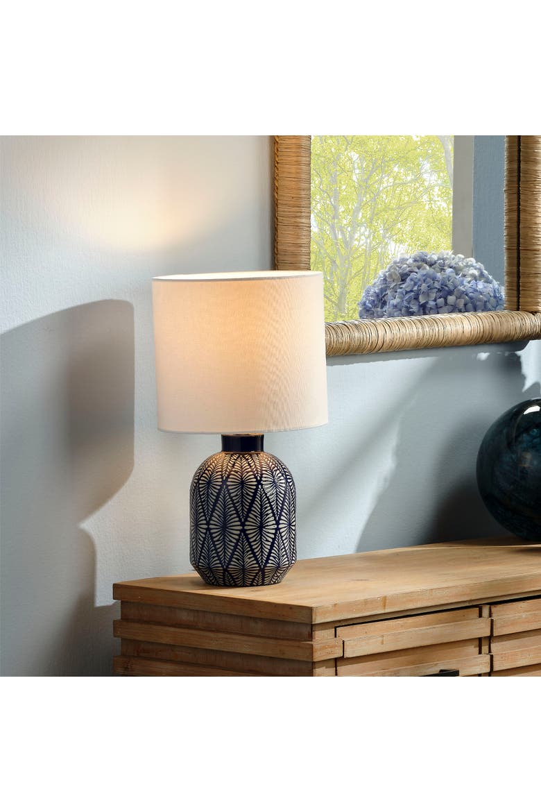 Highland Ceramic Table Lamp with Linen Shade, Alternate, color, Blue