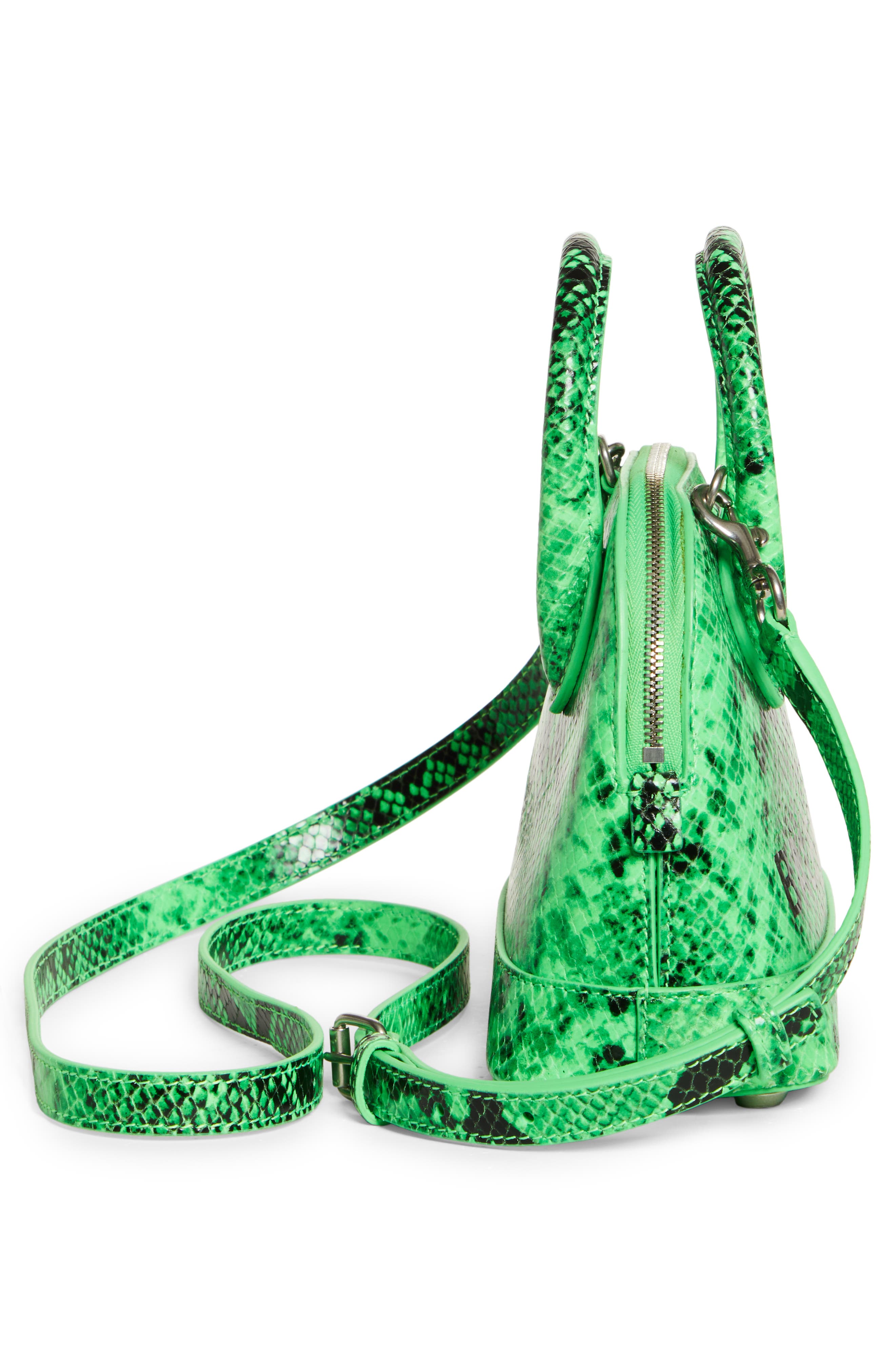 Extra Extra Small Ville AJ Snake Embossed Leather Satchel, Alternate, color, FLUO GREEN BLACK
