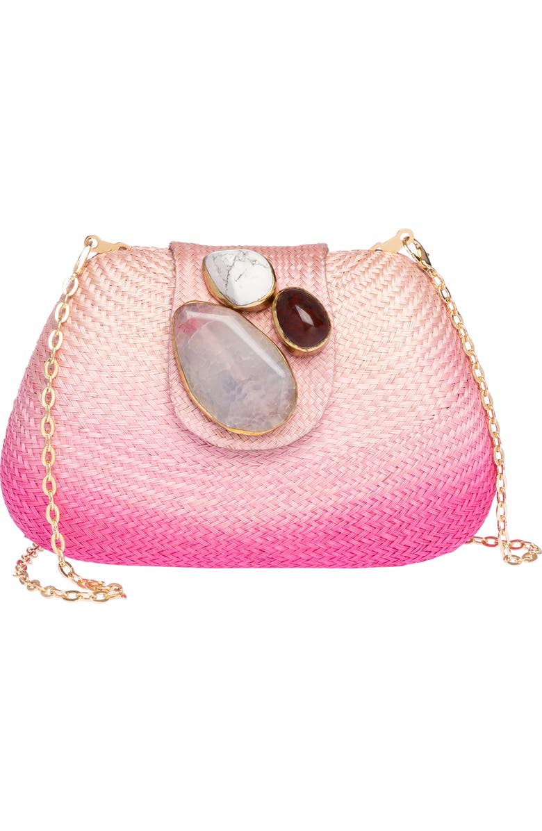 Rafe New York Tamu Embroidered Bean Clutch, Alternate, color, Pink