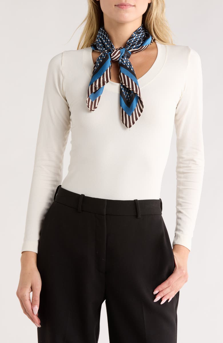 ELLIAN Mix Print Satin Square Scarf, Main, color, Blue