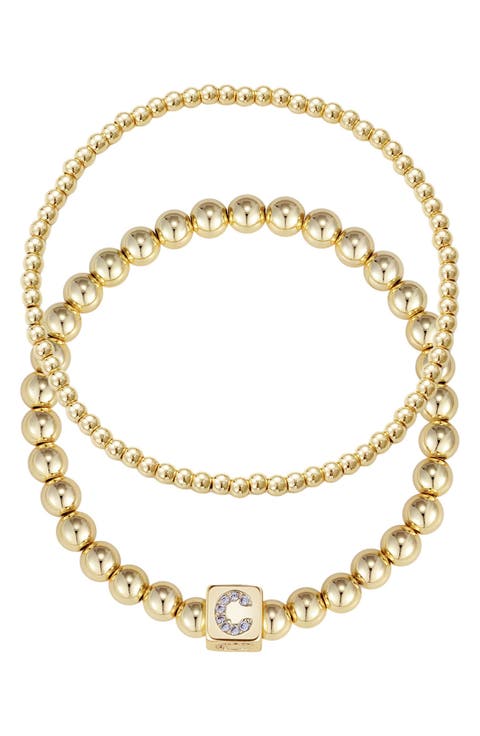 Set of 2 Gold Plated Stretch Bracelets