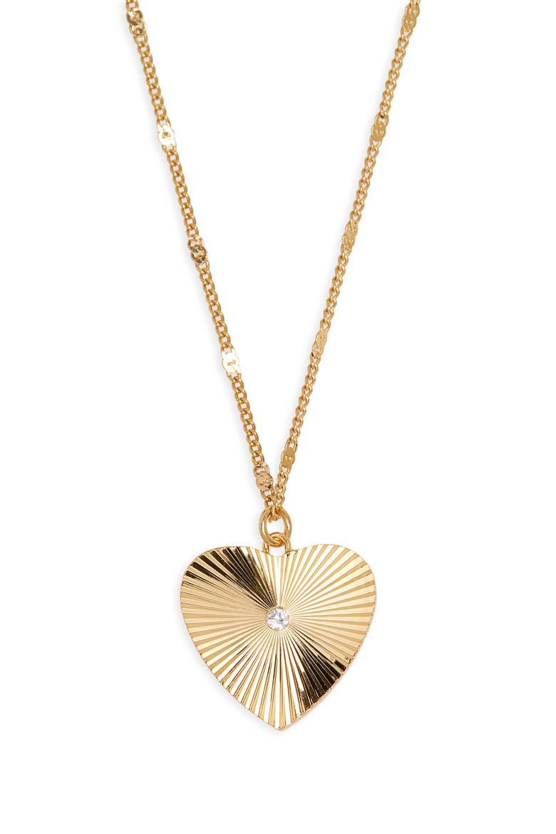 Engine Turned Heart Pendant Necklace, Main, color, ANTIQUE GOLD