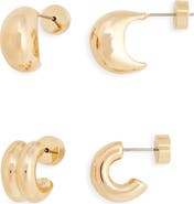 Nordstrom Demi Fine Set of 2 Wide Hoop Earrings