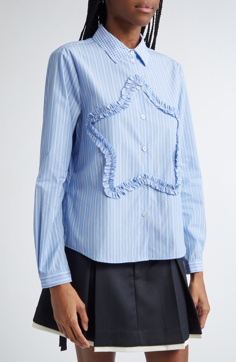 Sandy Liang Sirius Stripe Cotton Button-Up Shirt, Alternate, color, 