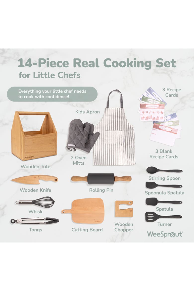 Little Chef Kids Cooking & Baking Set, 14 Piece Cooking Set, Alternate, color, Green