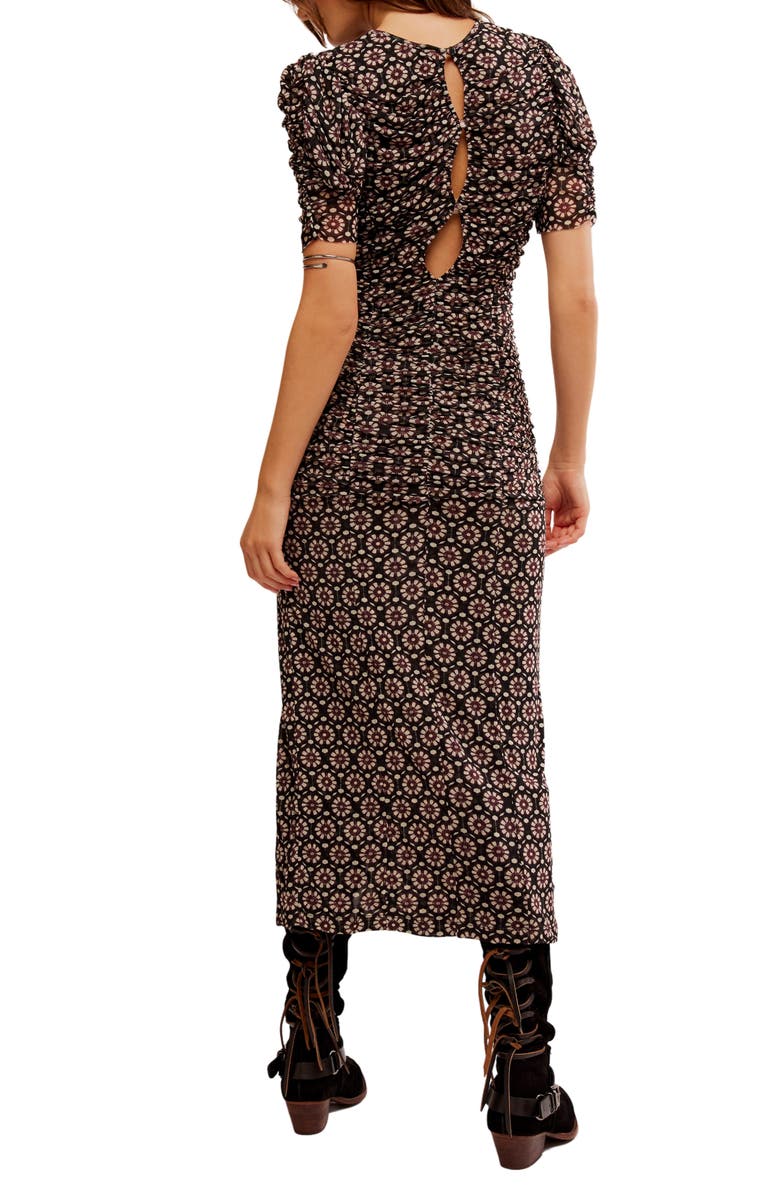 Free People Briella Floral Side Slit Dress, Alternate, color, Black Combo