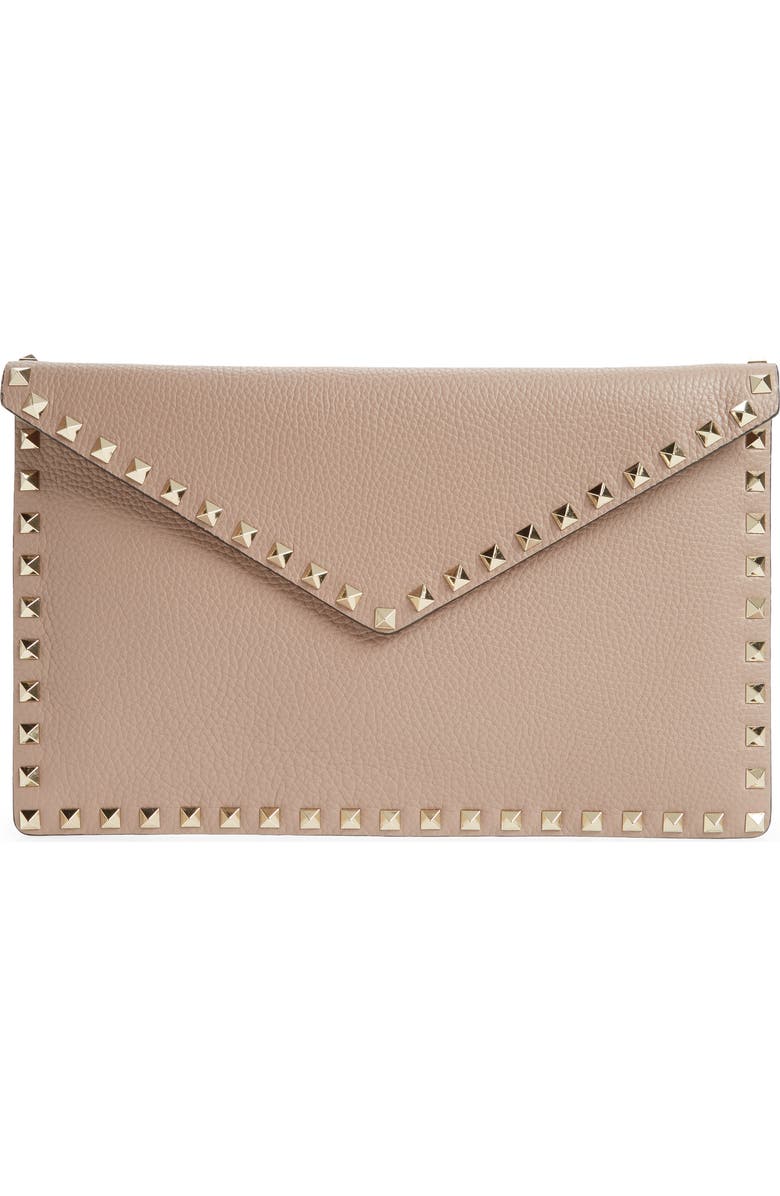 Valentino Garavani Rockstud Leather Envelope Pouch, Main, color,