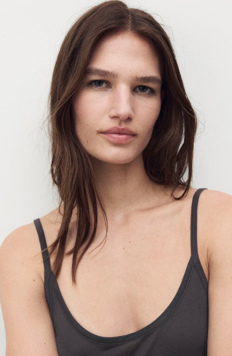 MANGO Micromodal Nightgown, Alternate, color, Charcoal