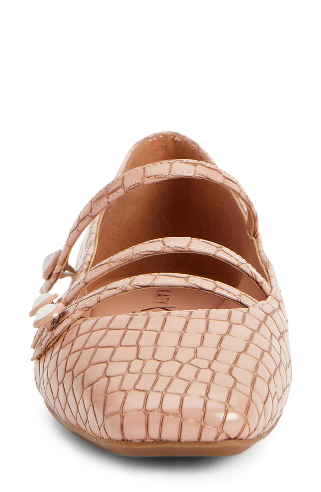 The Evie Croc Embossed Button Flat, Alternate, color, BUTTERSCOTCH