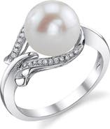 The Pearl Source Freshwater Pearl & Diamond Willow Ring