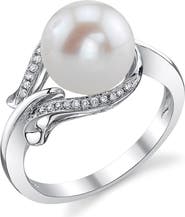The Pearl Source Freshwater Pearl & Diamond Willow Ring