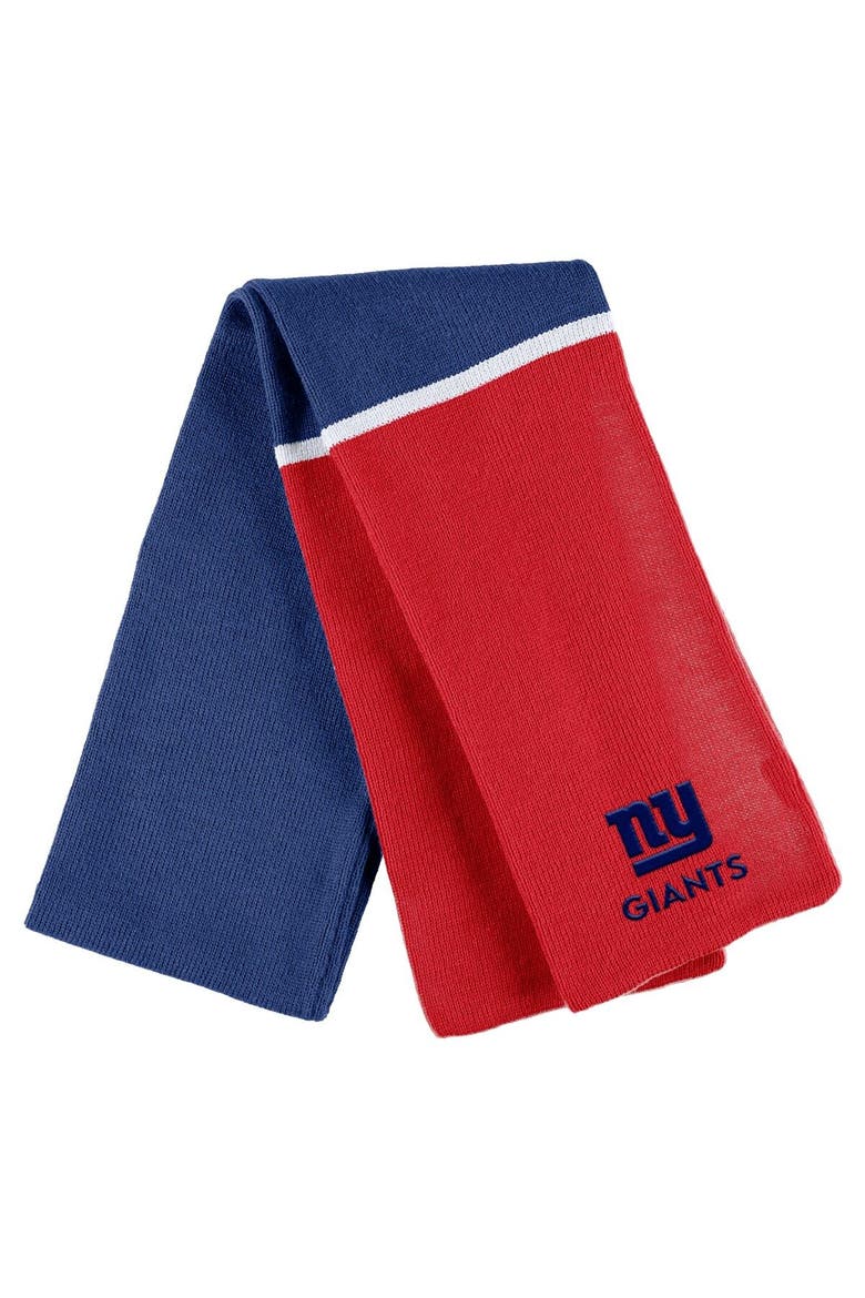 Women's WEAR by Erin Andrews Royal New York Giants Colorblock Cuffed Knit Hat with Pom and Scarf Set, Alternate, color, Royal