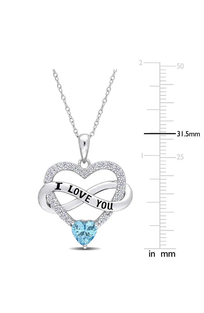 Julianna B. Color Zirconia Infinity Heart Necklace, Alternate, color, Light Blue Cz