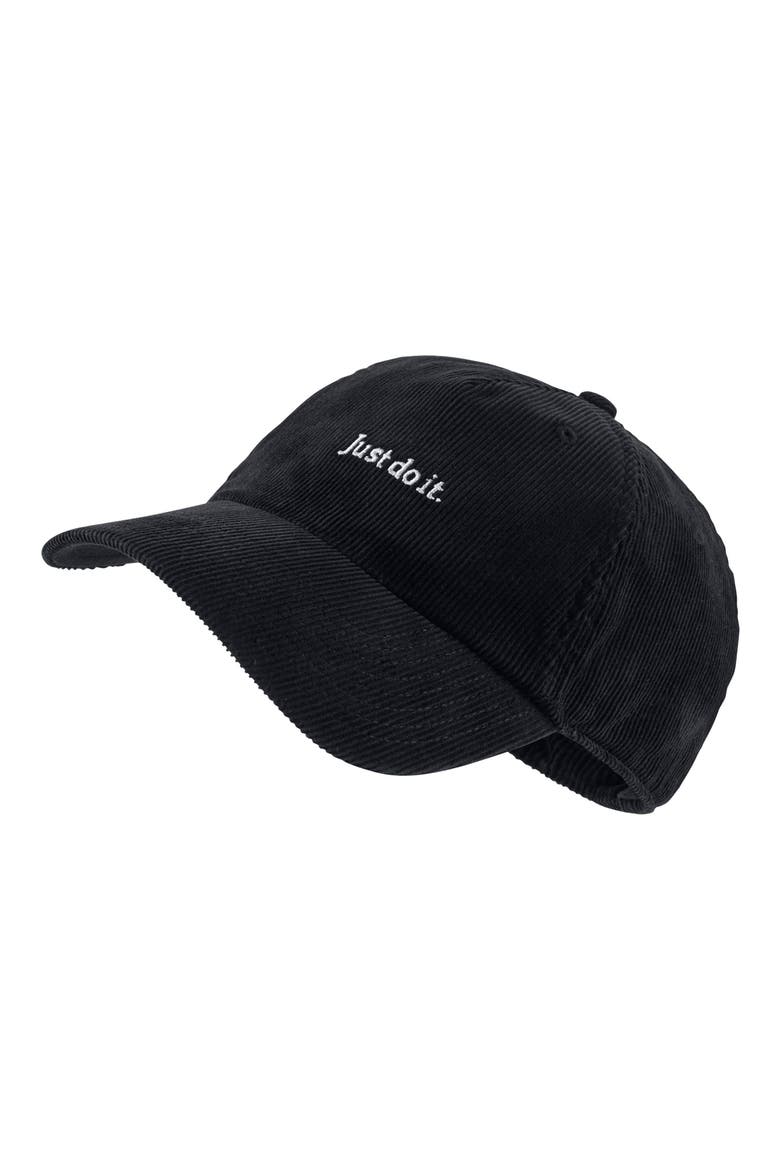 H86 Just Do It Corduroy Cap, Main, color, BLACK/ WHITE