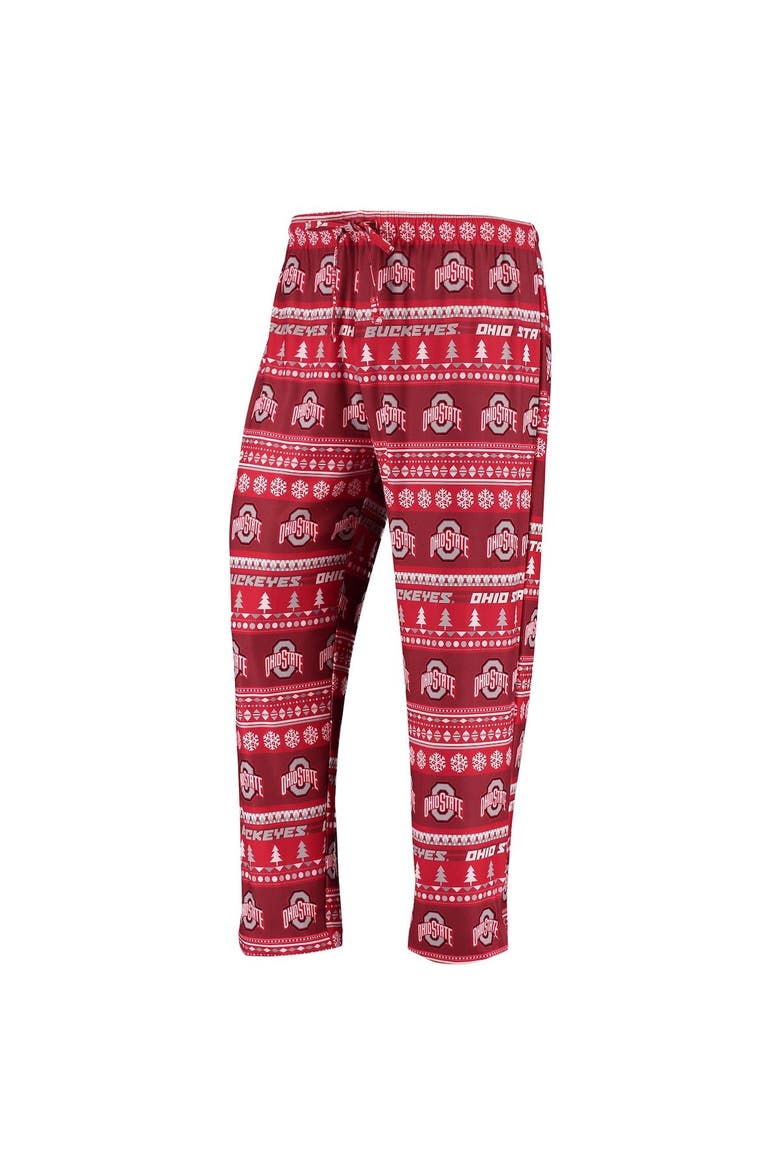 Men's Concepts Sport Scarlet Ohio State Buckeyes Ugly Sweater Knit Long Sleeve Top and Pant Set, Alternate, color, Scarlet