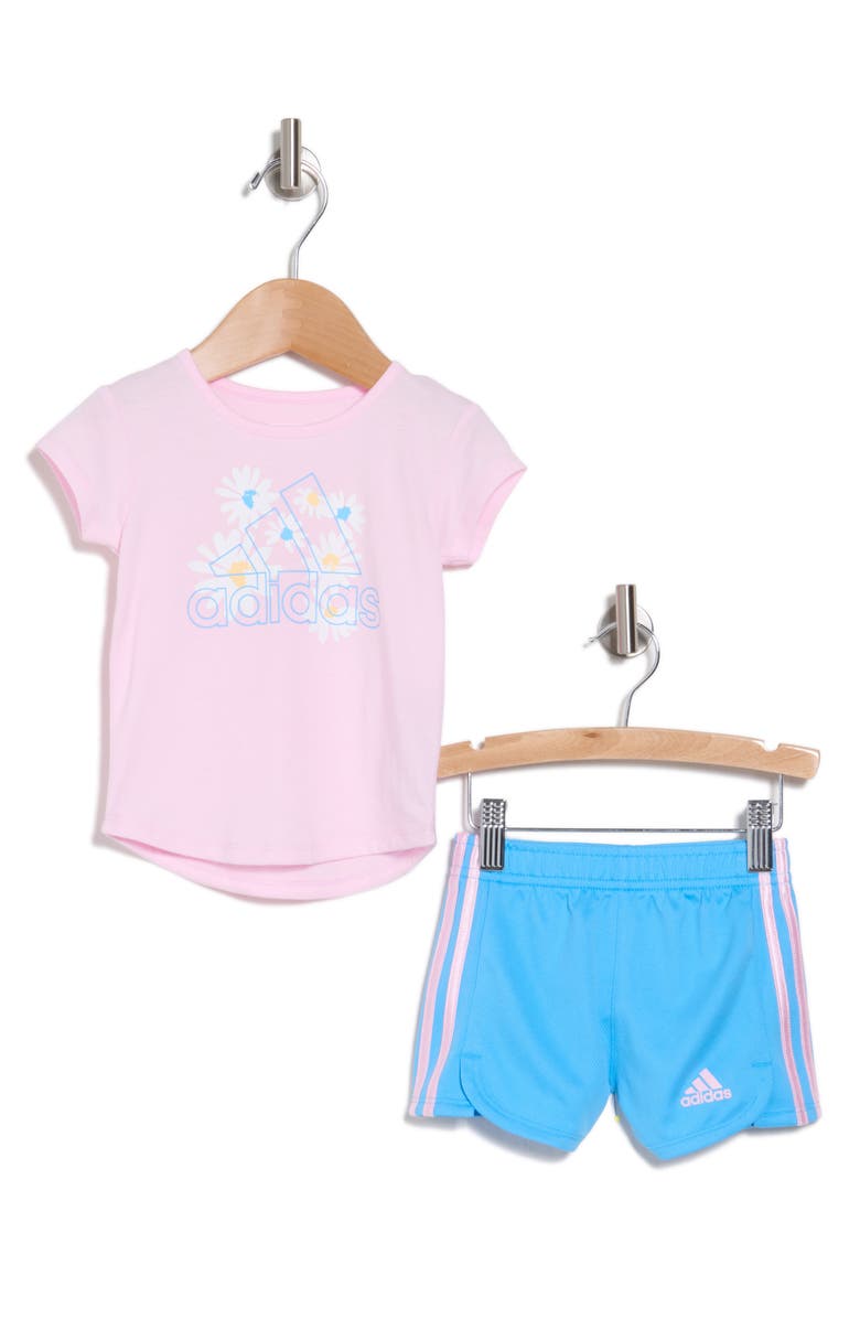 adidas Logo T-Shirt & Shorts Set, Main, color, 