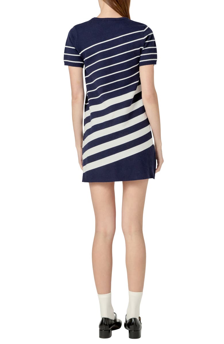 English Factory Multistripe Knit Minidress, Alternate, color, Navy/ Cream