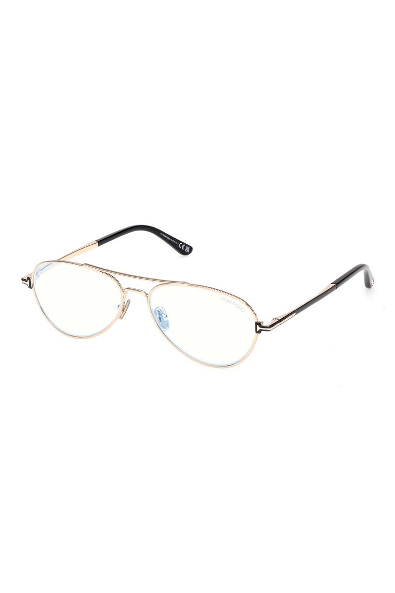 56mm Pilot Optical Glasses, Alternate, color, SHINY ROSE GOLD / SHINY BLACK