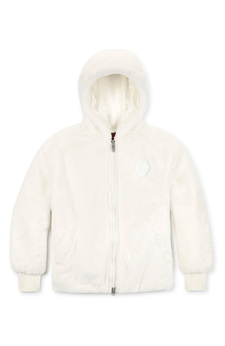 Jordan x Paris Saint-Germain Hooded Faux Fur Bomber Jacket, Alternate, color,
