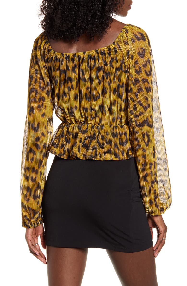 4SI3NNA Annalise Leopard Print Metallic Blouse, Alternate, color,