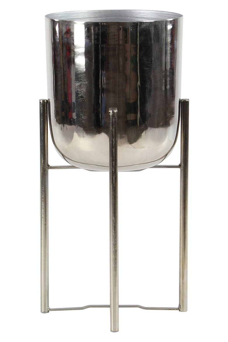 Silvertone Metal Glam Planter with Removable Stand - Set of 2, Alternate, color, SILVER