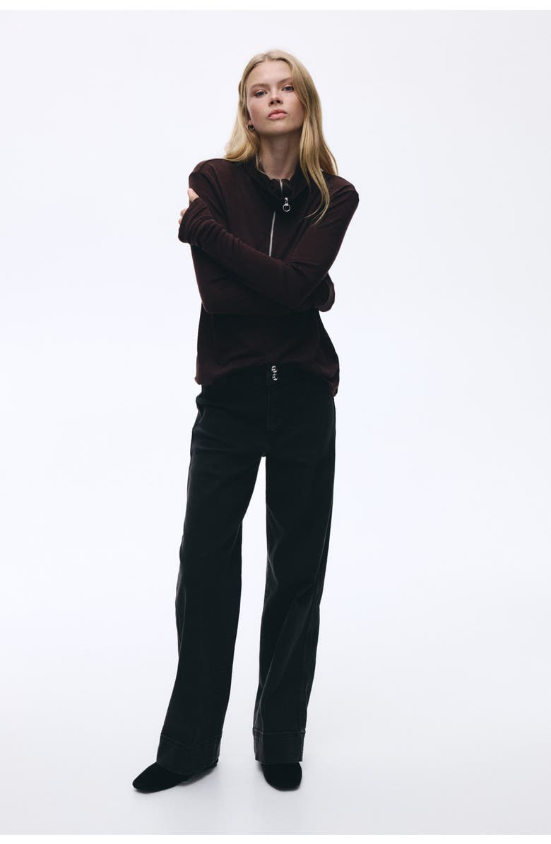 H&M Wide High Jeans, Alternate, color, Dark Denim Gray