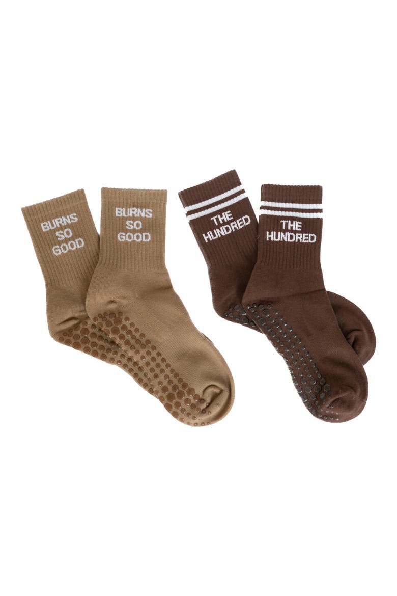 Assorted 2-Pack Nonslip Grip Crew Socks, Main, color, MOCHA/ ESPRESSO