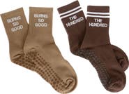 Pilates University 1883 Assorted 2-Pack Nonslip Grip Crew Socks