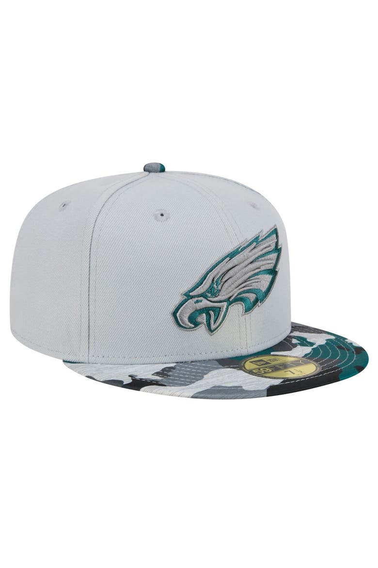 Men's New Era Gray Philadelphia Eagles Active Camo 59FIFTY Fitted Hat, Alternate, color, Gray