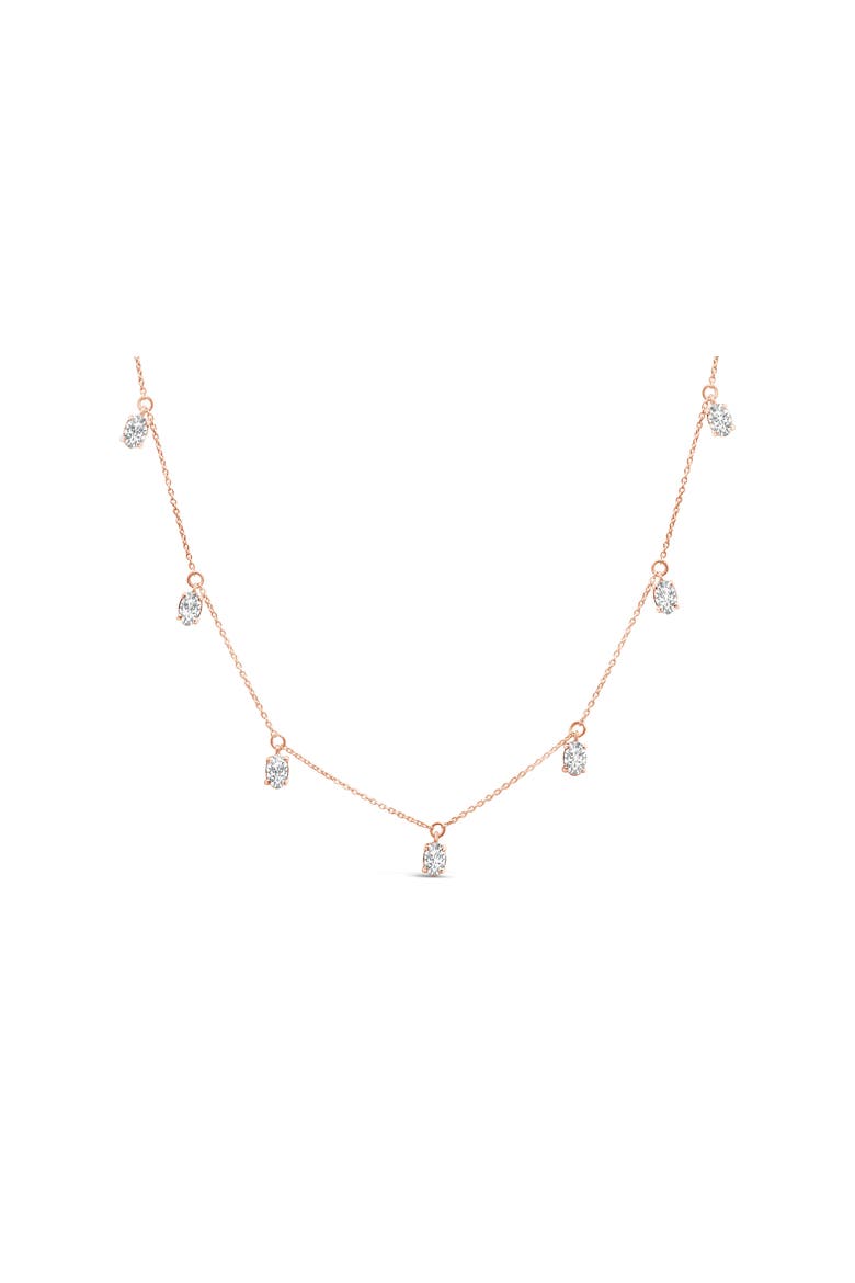 14K Rose Gold 1 3/8 Cttw Oval Lab Grown Diamond Dangle Station Necklace, Main, color, Pink