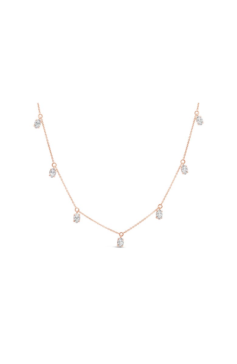 Haus of Brilliance 14K Rose Gold 1 3/8 Cttw Oval Lab Grown Diamond Dangle Station Necklace, Main, color, Pink