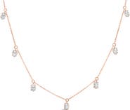 Haus of Brilliance 14K Rose Gold 1 3/8 Cttw Oval Lab Grown Diamond Dangle Station Necklace