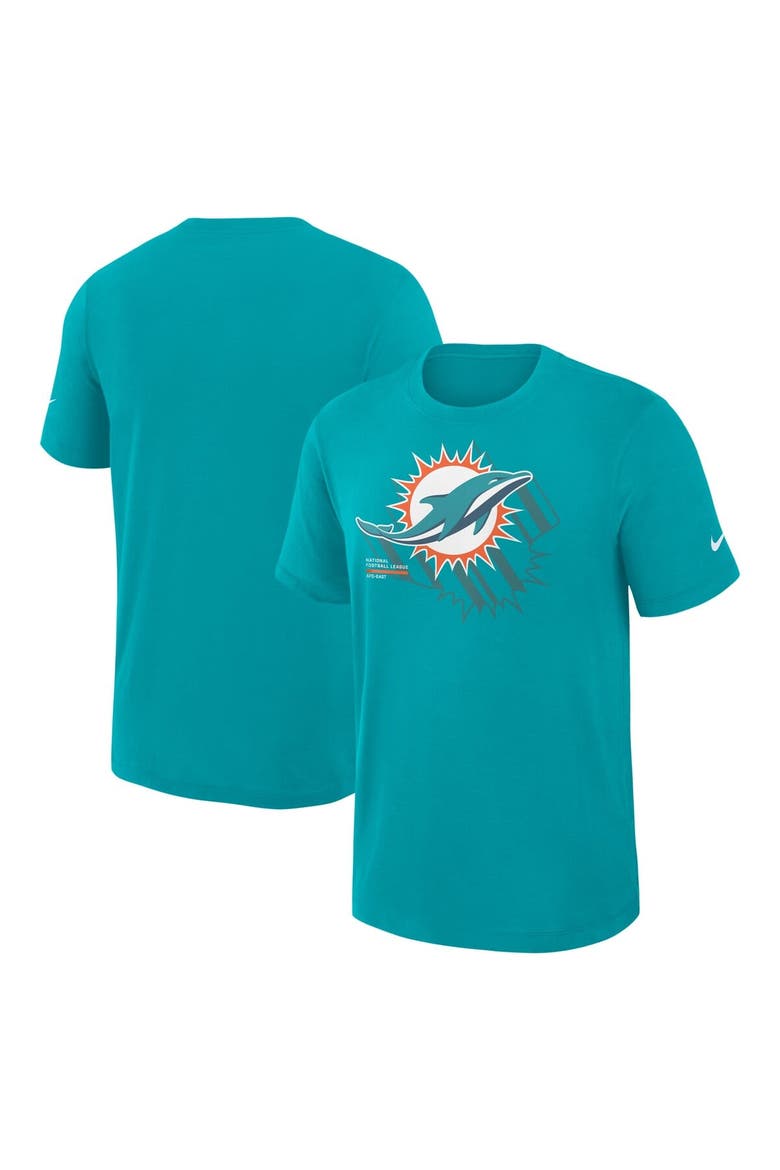 Men's Nike Aqua Miami Dolphins Left End Run Slub Performance T-Shirt, Main, color, Aqua