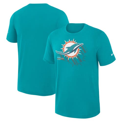 Nike Aqua Miami Dolphins Left End Run Slub Performance T-shirt In Green