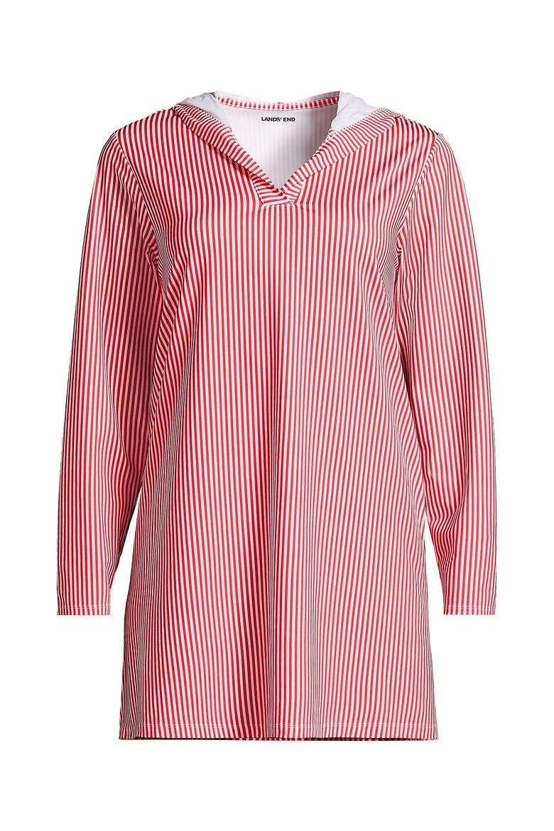 Plus Size SunShade UPF 50 Hooded Mini Swim Swim Cover-Up Dress, Alternate, color, Wood Lily Mini Stripe