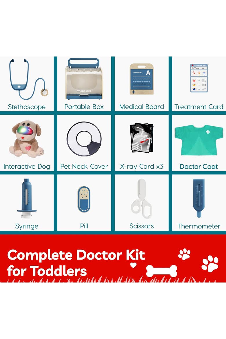 2-Pack Kids Pretend Play Doctor Vet Costume Set for Boys & Girls, Alternate, color, Multicolor