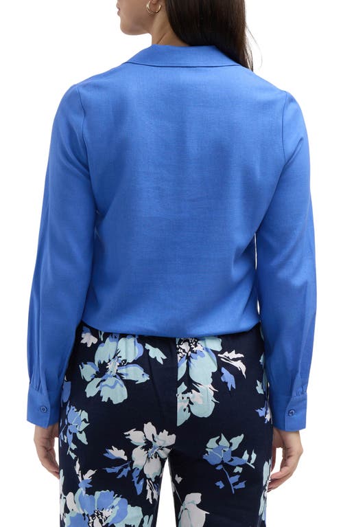Ellen Tracy Tie Front Shirt In Azure