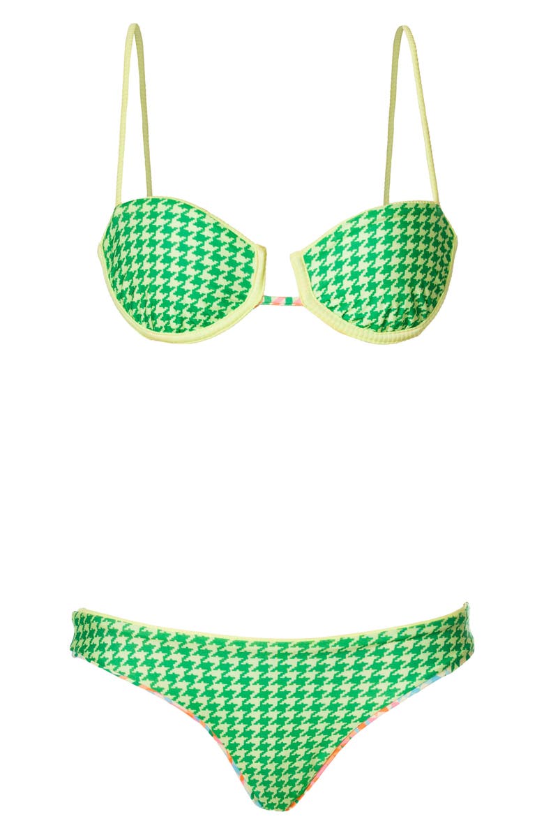 Maaji Dreamy Grid Iconic Reversible Bikini Bottoms, Alternate, color, Open Green