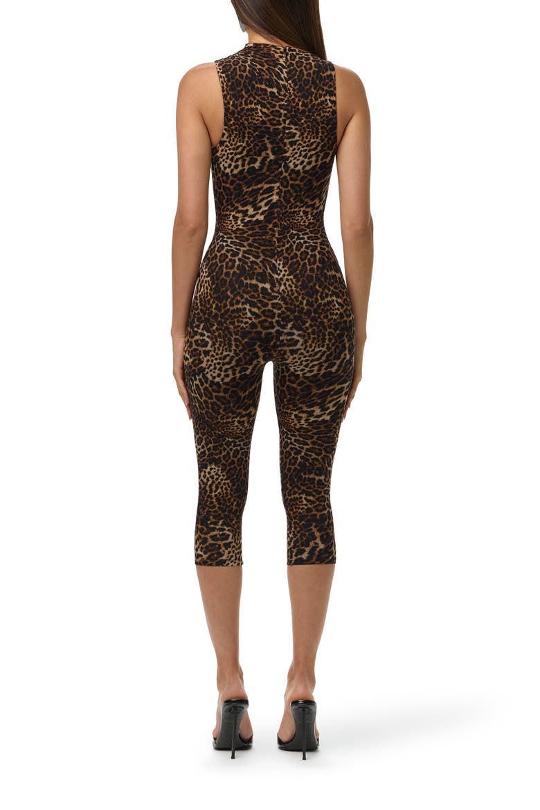 Leopard Print Asymmetrical Neck Capri Jumpsuit, Alternate, color, SPOTTED LEOPARD