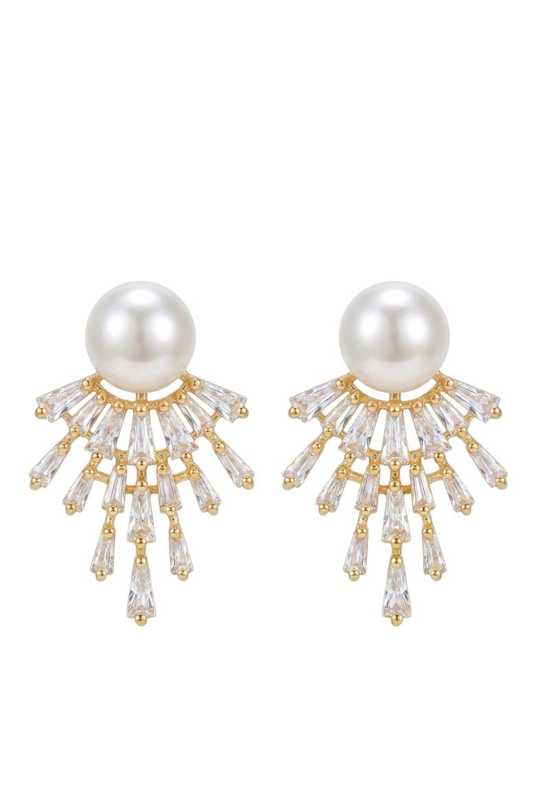 Ritika Pearl Studs, Main, color, Gold
