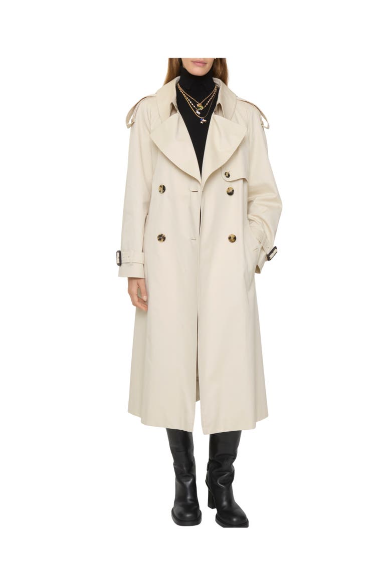 Long Gabardine Fitzrovia Trench Coat, Alternate, color, Clam beige