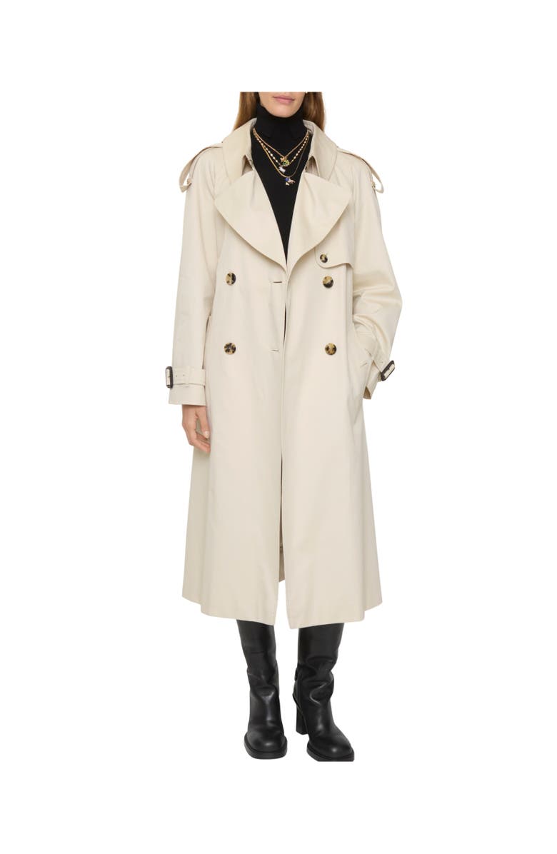 Burberry Long Lightweight Cotton Fitzrovia Trench Coat, Alternate, color, Clam Beige