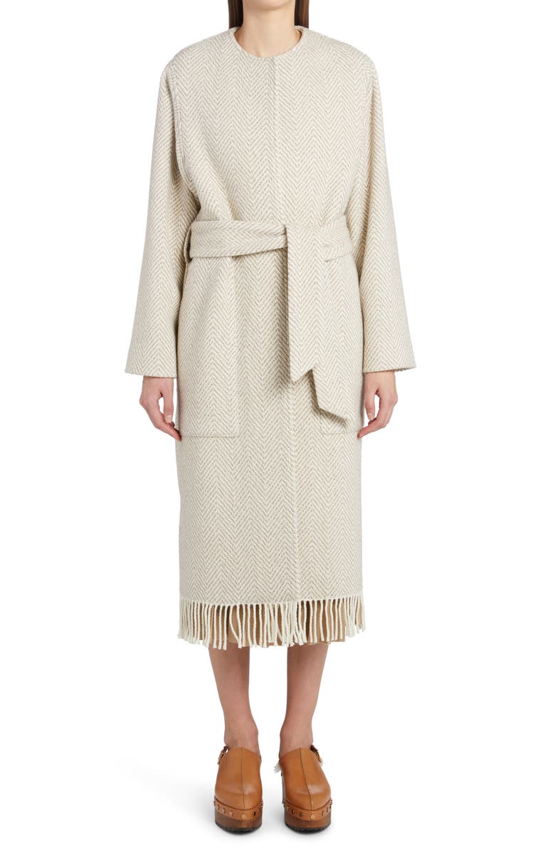 Agnona Pleated Wool & Silk Midi Skirt, Alternate, color,