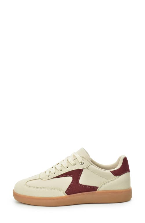 Nicole Miller Colorblock Low Top Sneaker In Burgundy Beige