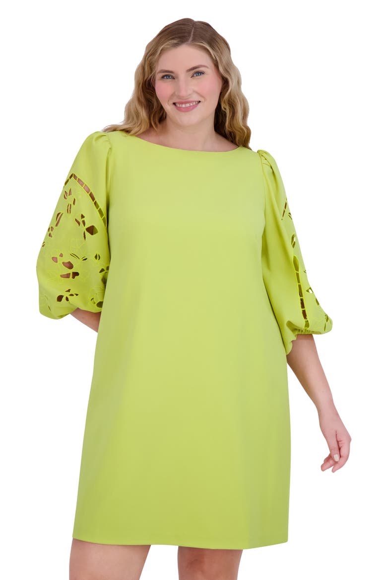 Signature Eyelet Embroidered Shift Dress, Alternate, color, PEAR