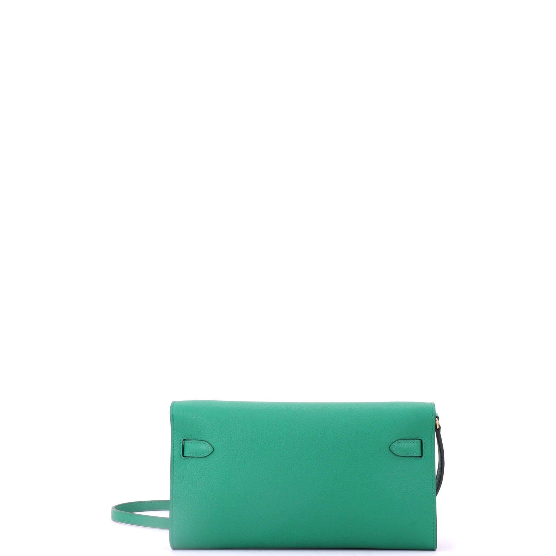 Pre-Owned Hermes Kelly To Go Wallet Evercolor, Alternate, color, Vert Jade