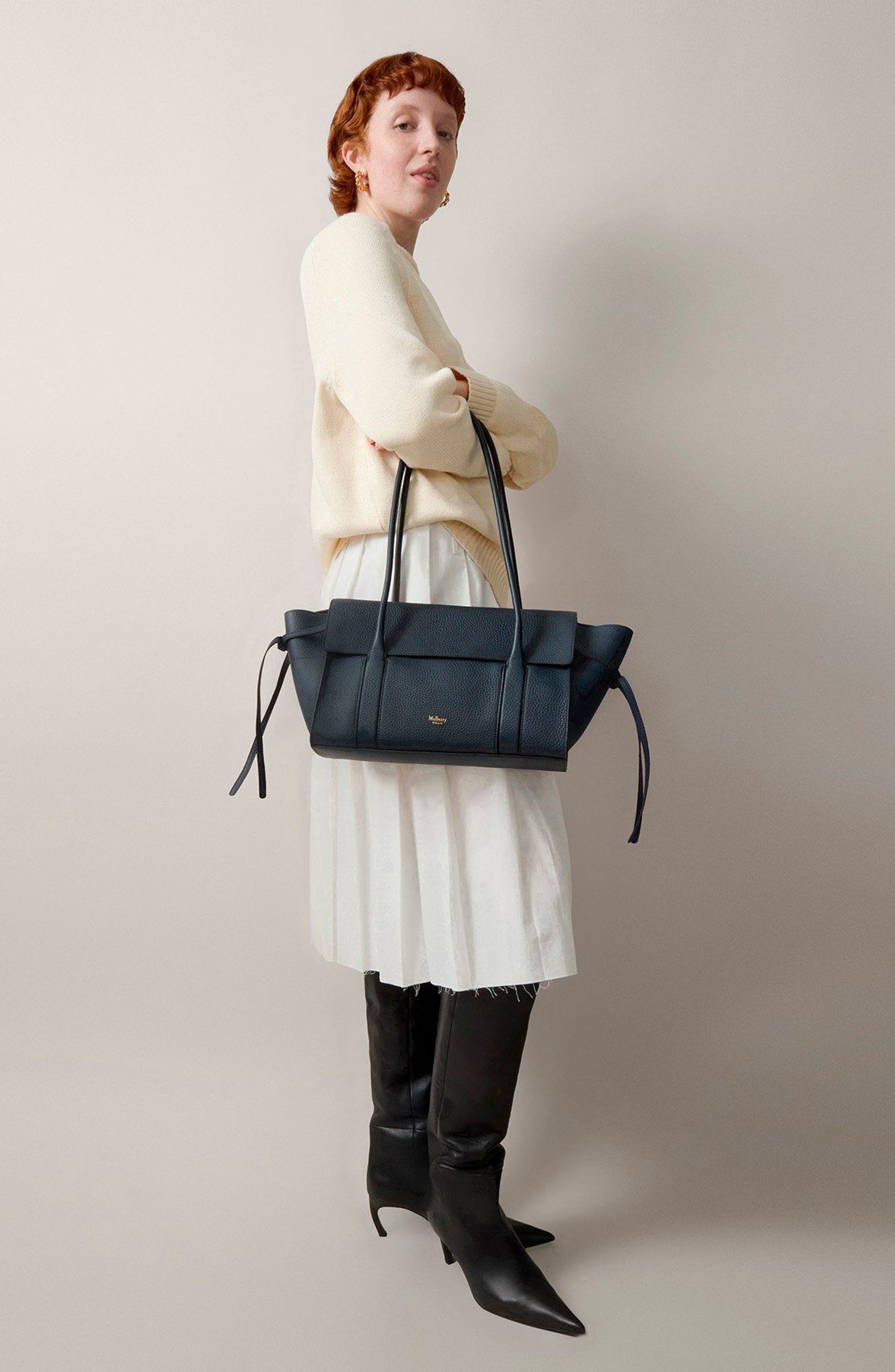 Mulberry Small Soft Bayswater Leather Satchel, Alternate, color, Night Sky