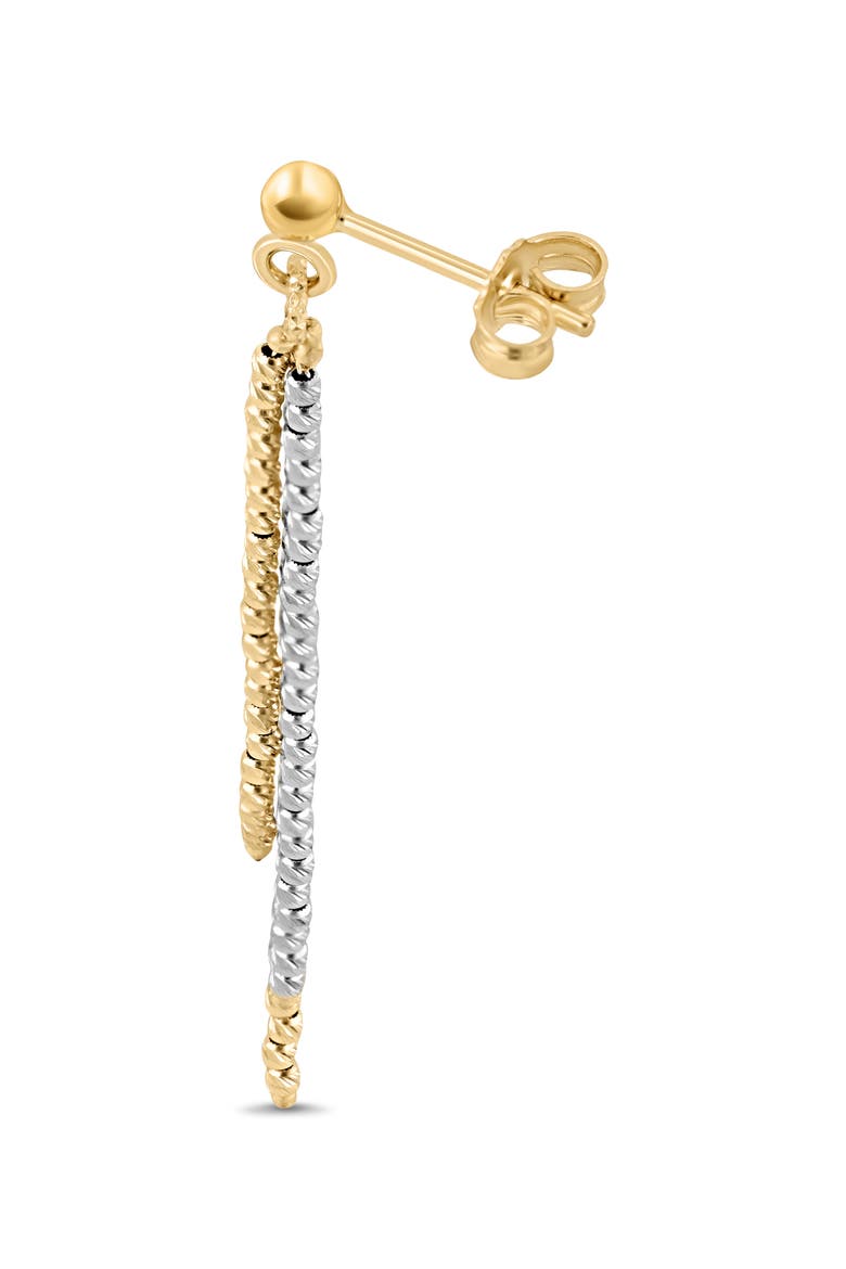 14K Gold 2-Tone Beaded Linear Drop Earrings (Online Trunk Show), Alternate, color, 14K WHITE GOLD/YELLOW GOLD