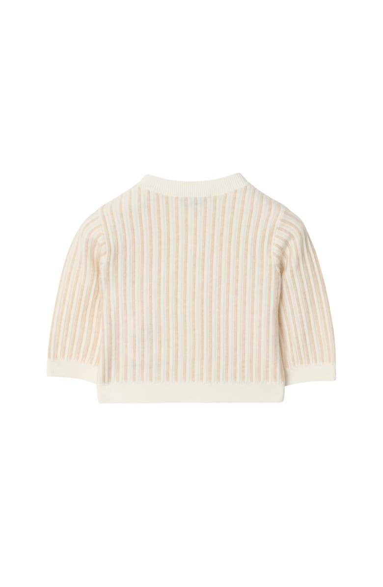 Burberry Thomas Bear Cotton Cardigan, Alternate, color, Ivory